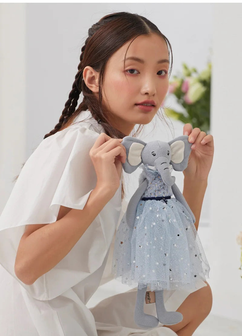 38cm Handmade Stuffed Animals Cute Unicorn Elephant Bunny Cat Sleeping Doll With Dress Baby Comfort Toys Children Gifts