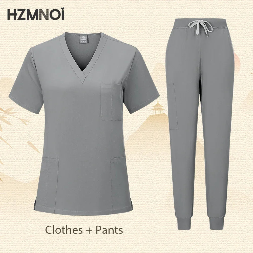 Workwear Nurse Uniform Tops+Straight Pants Medical Nursing Uniform Women Men Pet Shop Beauty Work Suit Doctor Surgery Scrubs Set