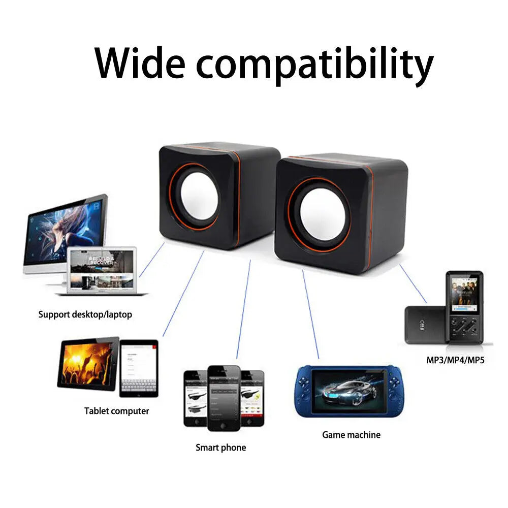 Home Laptop Mini Speaker Mini USB Powered Dual Stereo Speaker System Suitable for Multimedia Desktop Computers and Notebooks