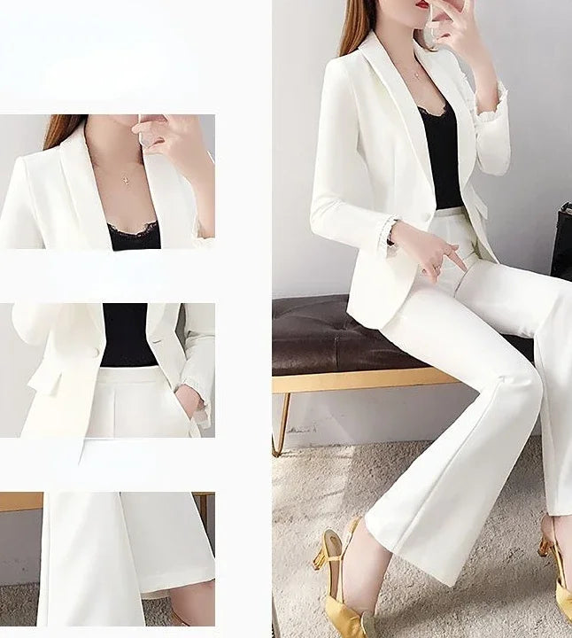 White Trousers Suits Office Blazer and Baggy Professional Women's 2 Pant Set Outfits Two Pieces Sets Pants for Woman Tailor Xxl