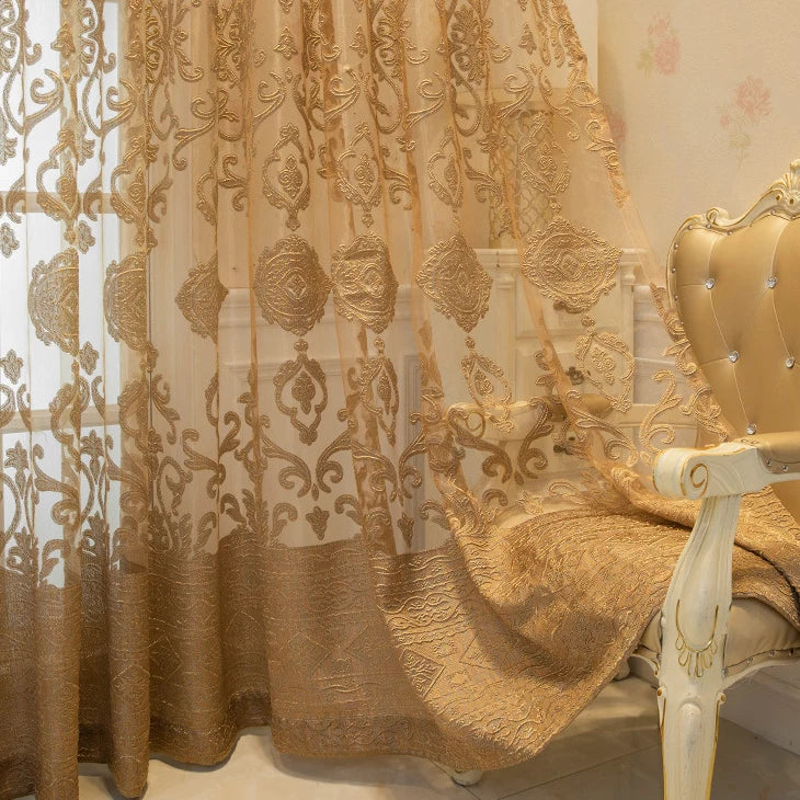 Cortinas transparentes minimalistas doradas