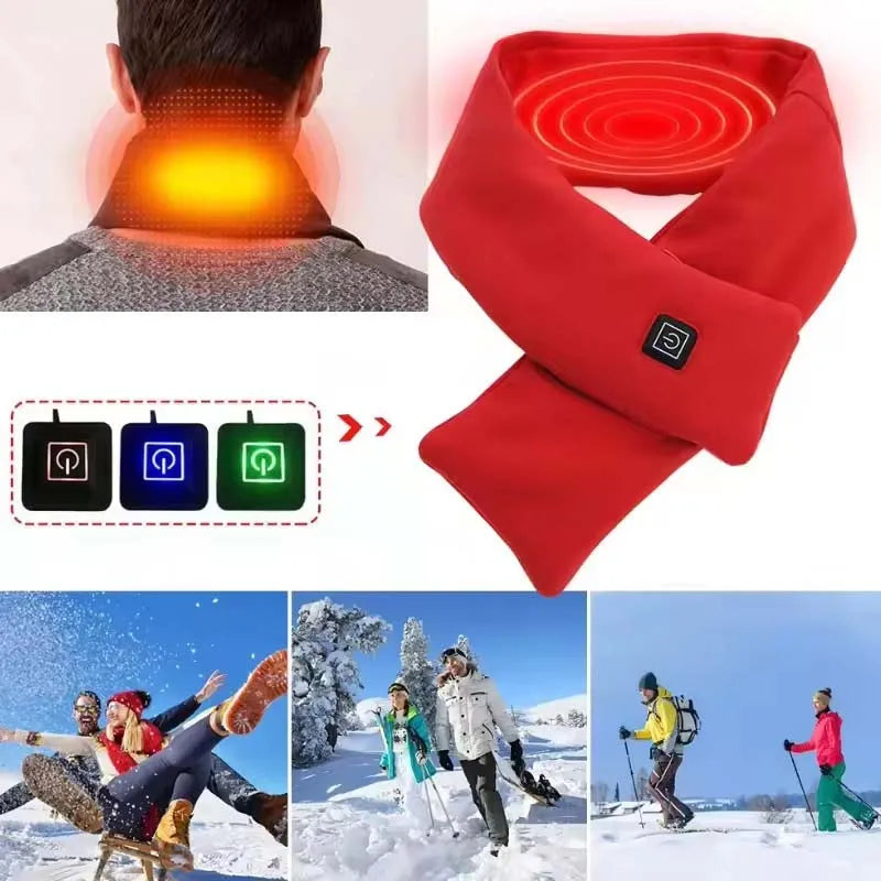 Écharpe chauffante USB pour femmes et hommes, 3 niveaux de température, polaire lavable, chauffe-cou électrique, piles non incluses, idéale pour le camping