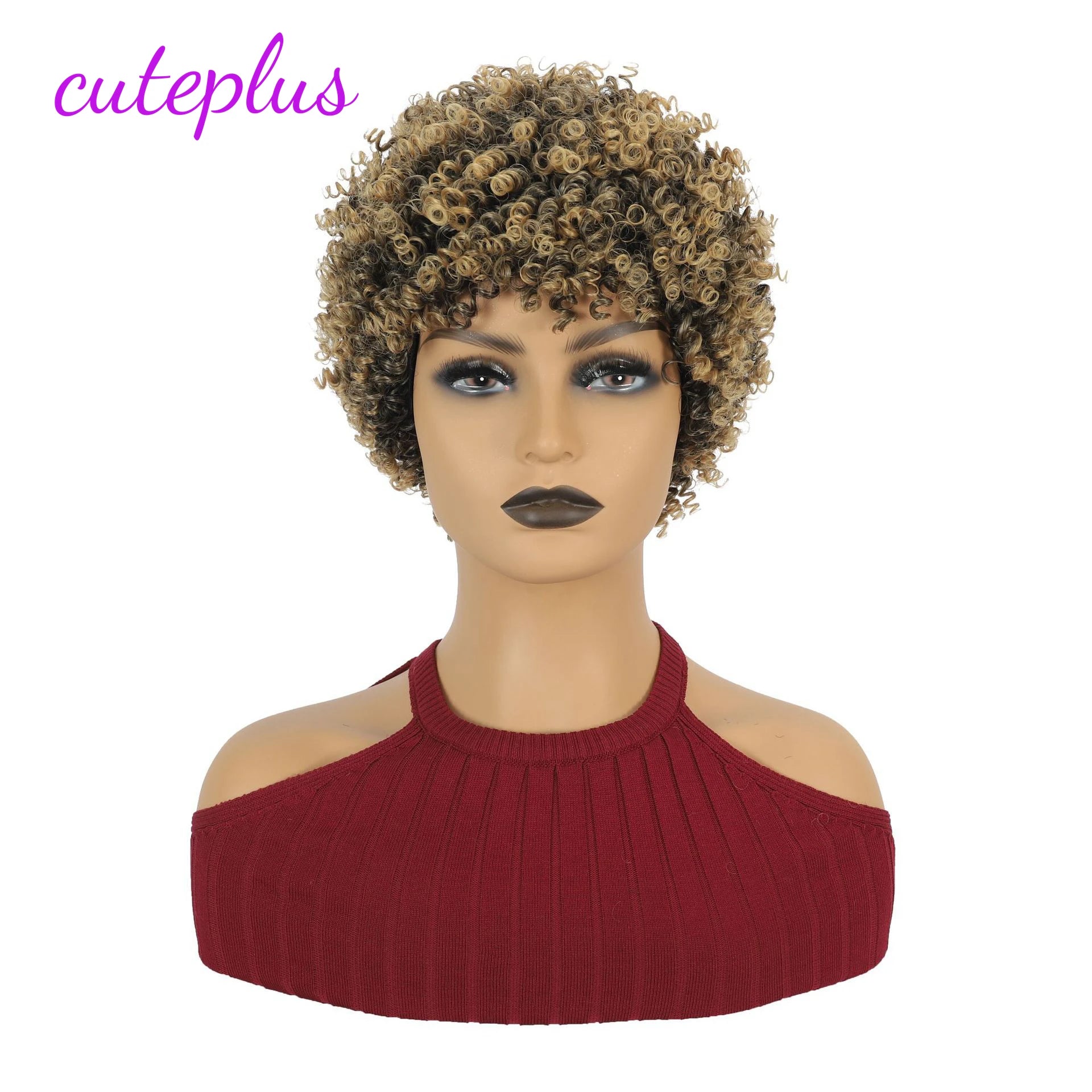 Peluca afro corta rizada con ondas marcadas