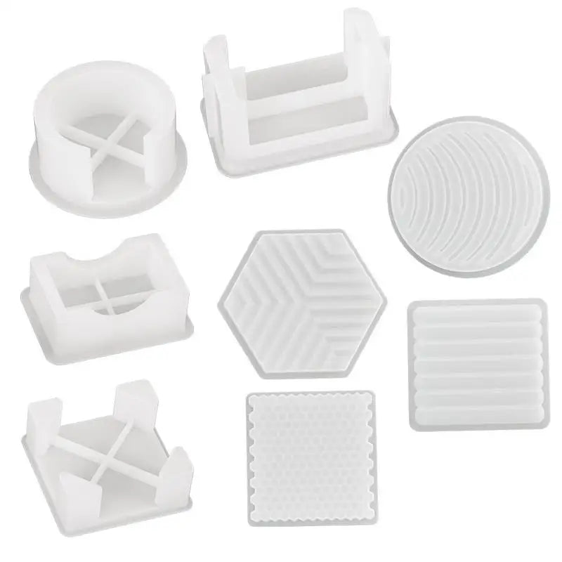 Coaster Silicone Mold Sets Square Stripes Tea Cup Pad Tray Silicone Mold Epoxy Resin Handmade Crafts Casting Molud Home Decor