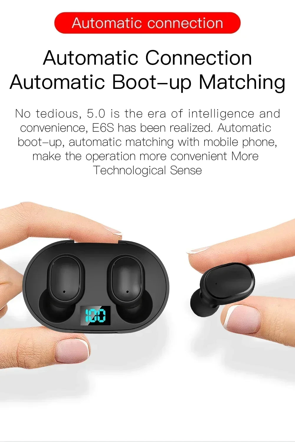 Auriculares inalámbricos Bluetooth E6S, auriculares Bluetooth TWS, audífonos inalámbricos con cancelación de ruido con micrófono