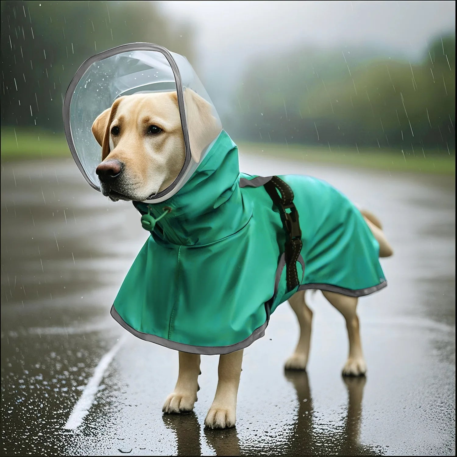 Imperméable à capuche pour animaux de compagnie réglable et léger, équipement de protection contre la pluie pour chien, conception de bande réfléchissante, adapté à toutes les saisons