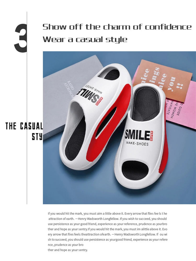 Men Slippers New Slides with a Sense High Aesthetic Value External Wear Anti Slip Thick Bottom, Beach Cool Slippers for Men