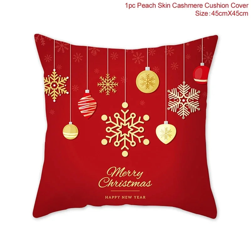 Merry Christmas Cushion Cover Christmas Decorations for Home 2021 Cristmas Ornament Noel Xmas Decor Navidad Happy New Year Gifts