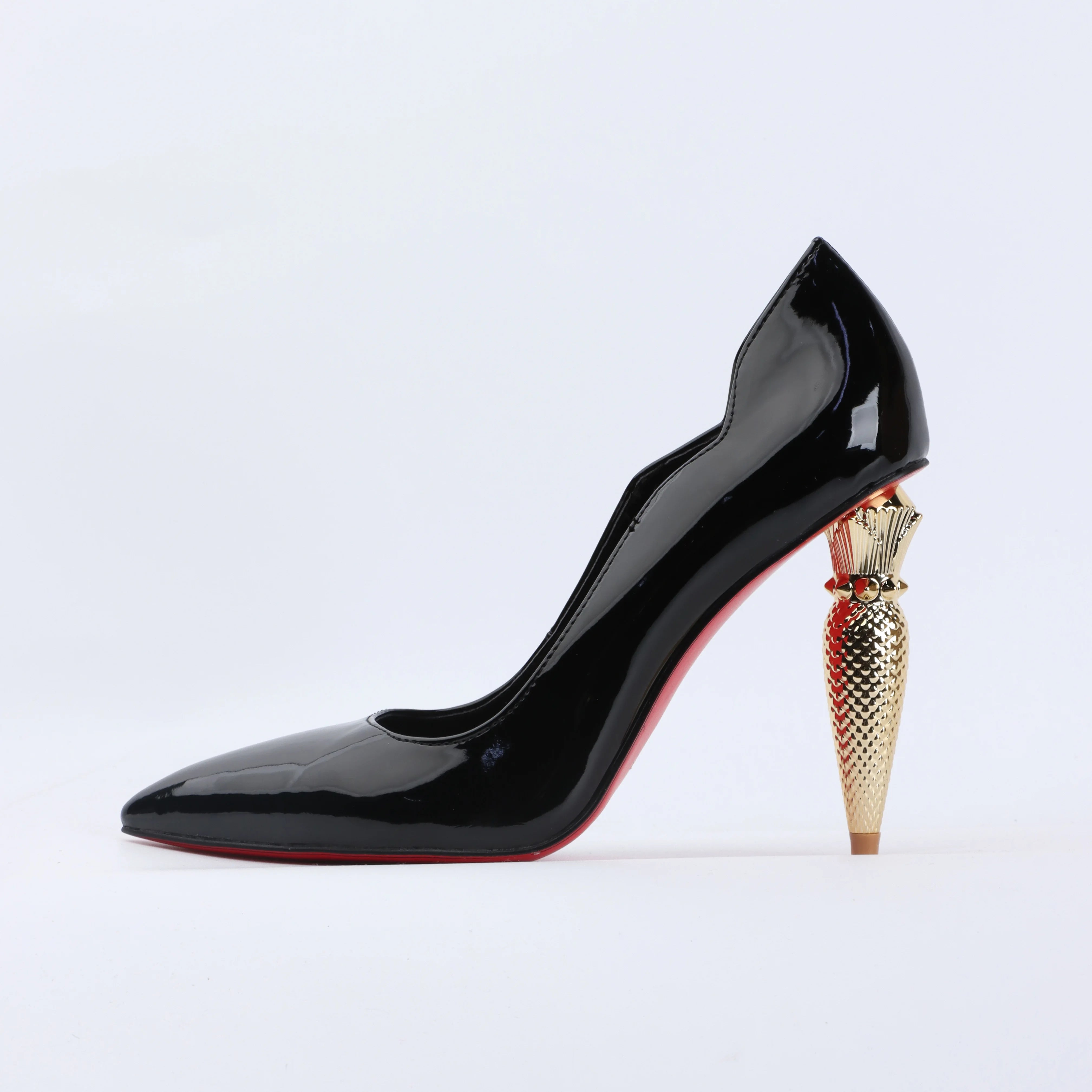 luxury Red Bottom Black Pointed toe Heels for Women Shoes Elegant and Classy Designer Slingback Heels High Quality big Size