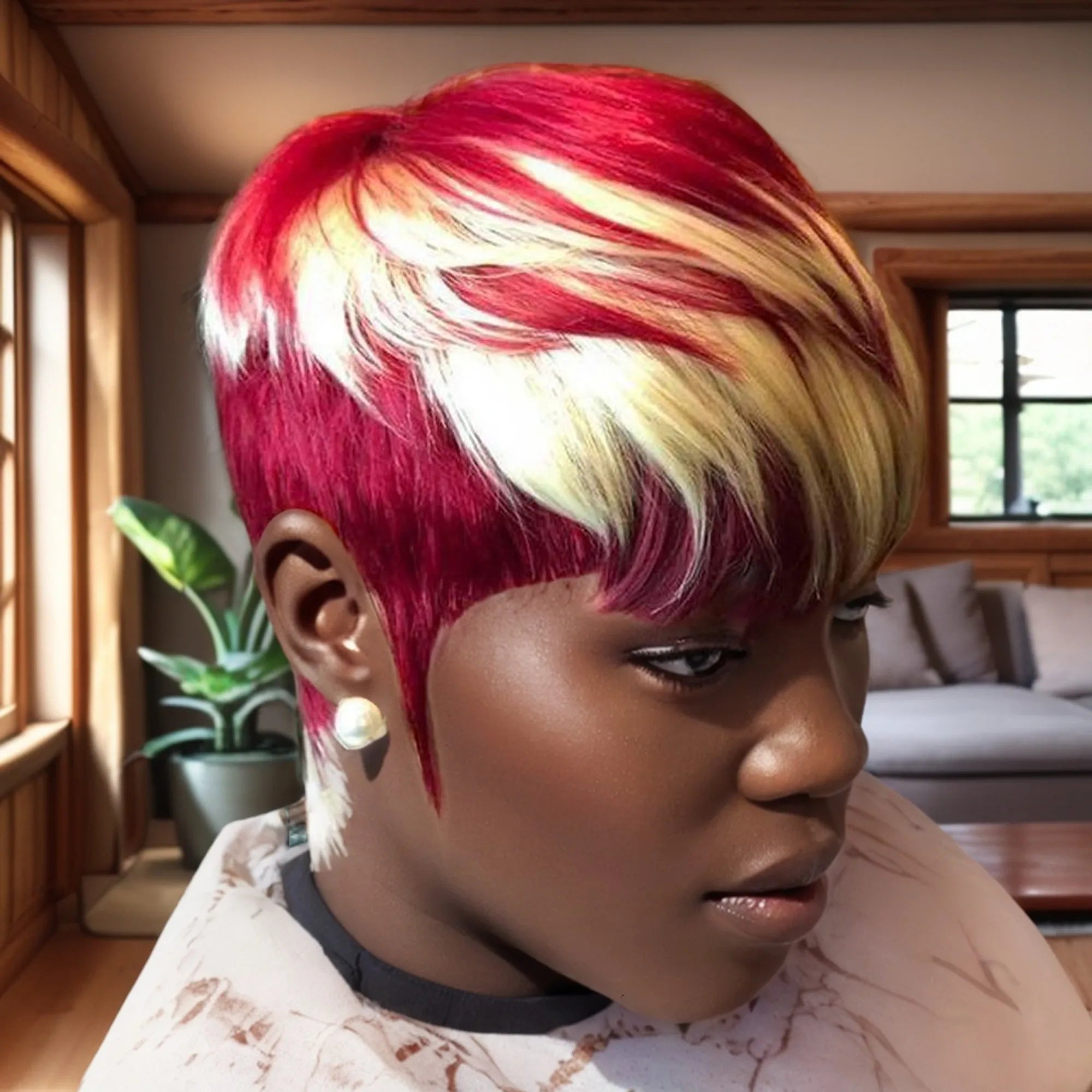 Short Human Hair Wigs Layered Short Pixie Full Machine Made Wigs For Women