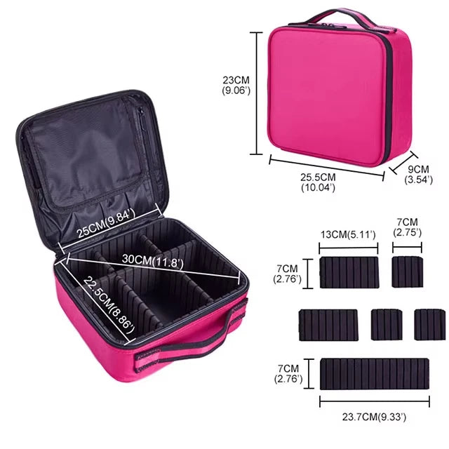 Makeup bag Train Case Makeup Cosmetic bag Organizer Portable Artist Storage Bag With Adjustable Dividers Makeup Brush Case