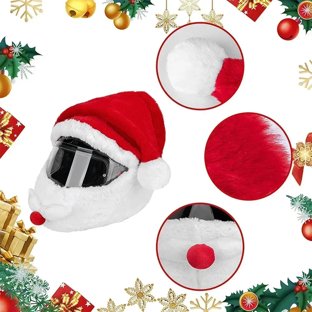 1pcs Santa Claus Helmet Cover Plush Christmas Hat for Motorcycle Helmet Happy New Year Party Supplies Xmas Cosplay Accessoories