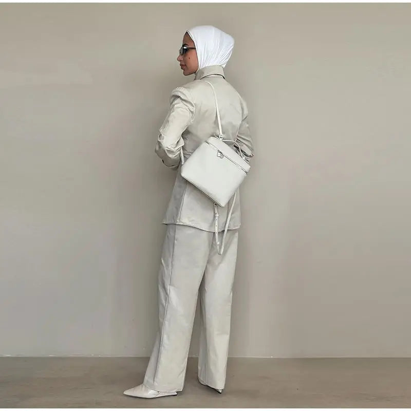 Chic Single Breasted Pants Sets Women Lapel Full Sleeve  Slim Waist Tops Straight Pants  Autumn Lady Street Commute Suits