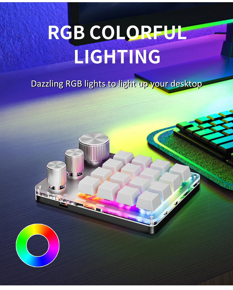 16 Keys 3 Knobs Mechanical Gaming Keyboard USB Wired Bluetooth-Support/ 2.4G Programming Macro Keyboard Custom Hot-swap Keypad