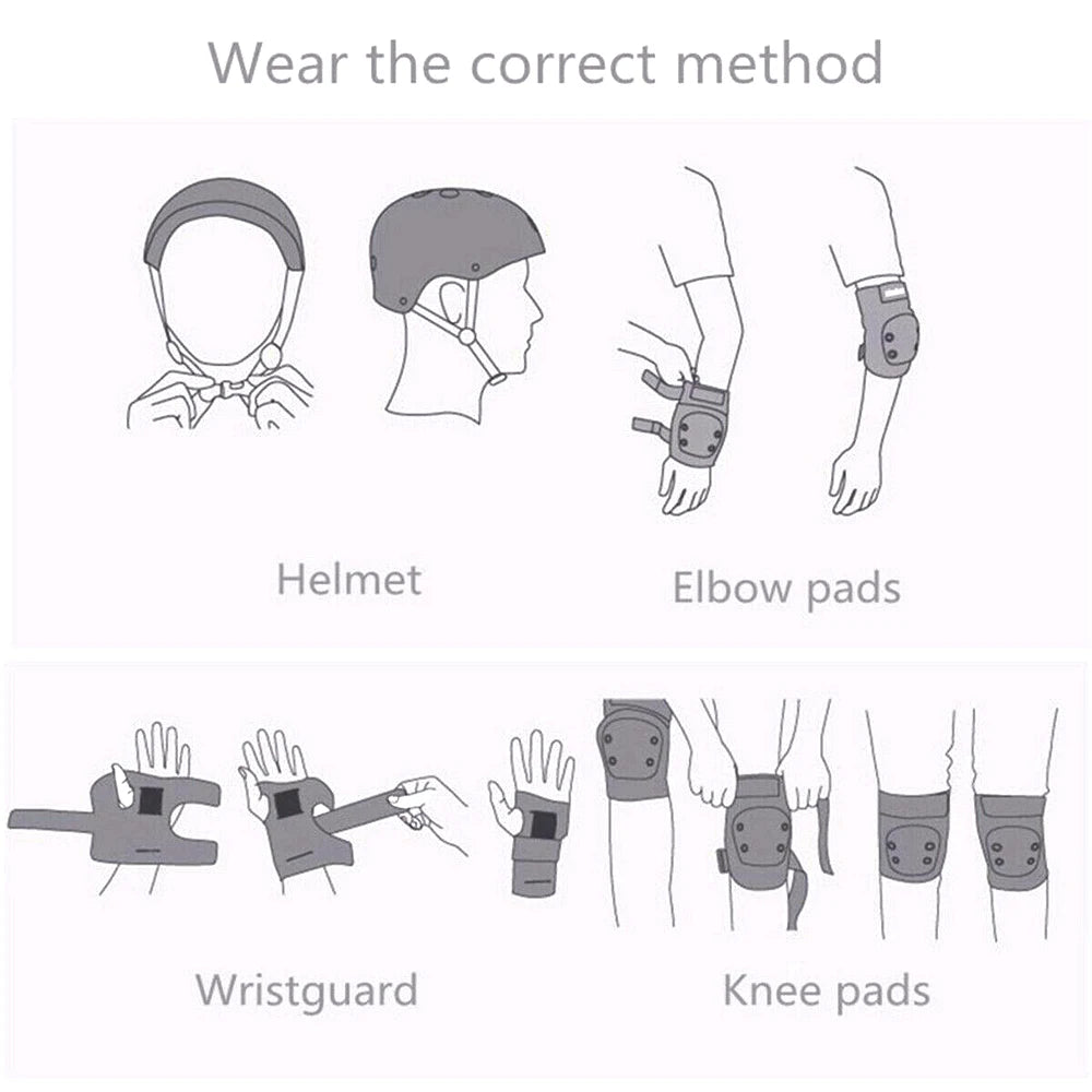 7Pcs/Set Kids Roller Skating Bicycle Helmet Knee Wrist Guard Elbow Pad Set for Children Cycling Sports Protective Guard Gear Set