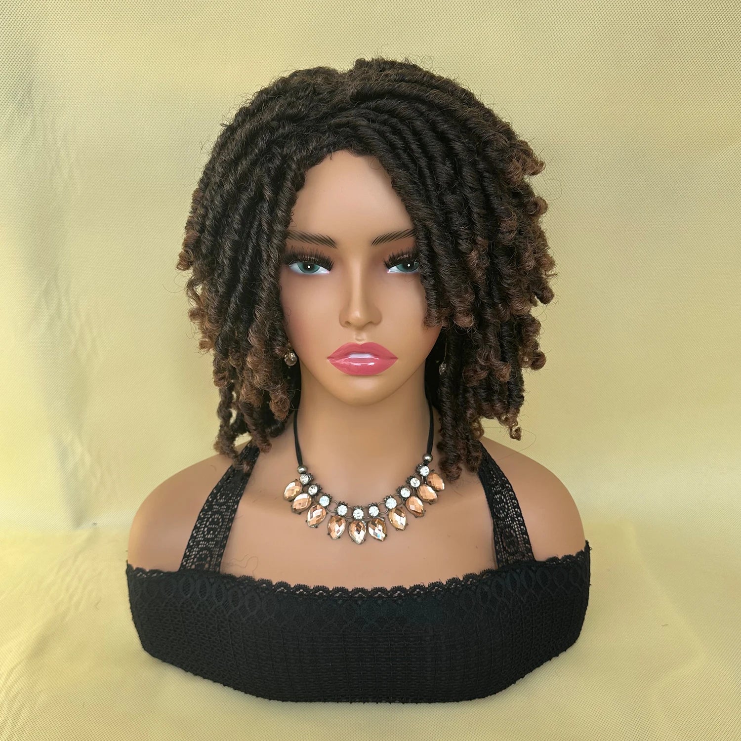 Peluca Afro Bob de rastas, peluca trenzada sintética de ganchillo con rastas falsas, versátil estilo de rastas cortas para mujer