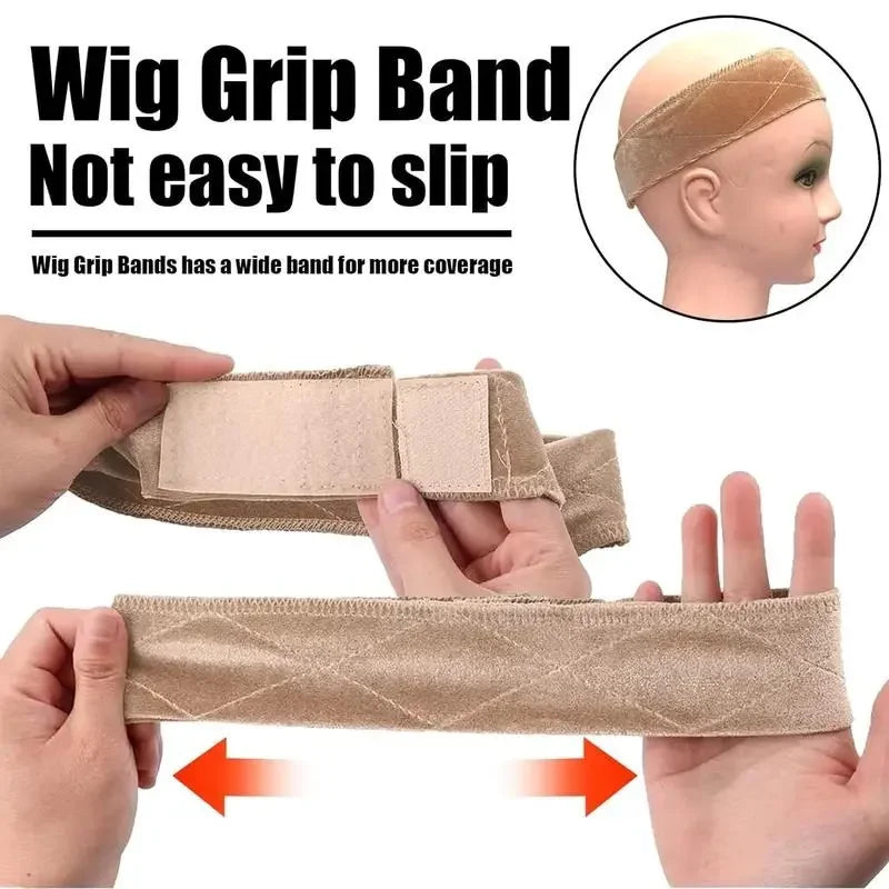 Anti-Slip Wig Grip Band, Soft Adjustable Wig Grip, Hairline Protection for Wigs, Headscarf, Hats, Easy to wear for Daily & Outdoor Casual Use, Nude