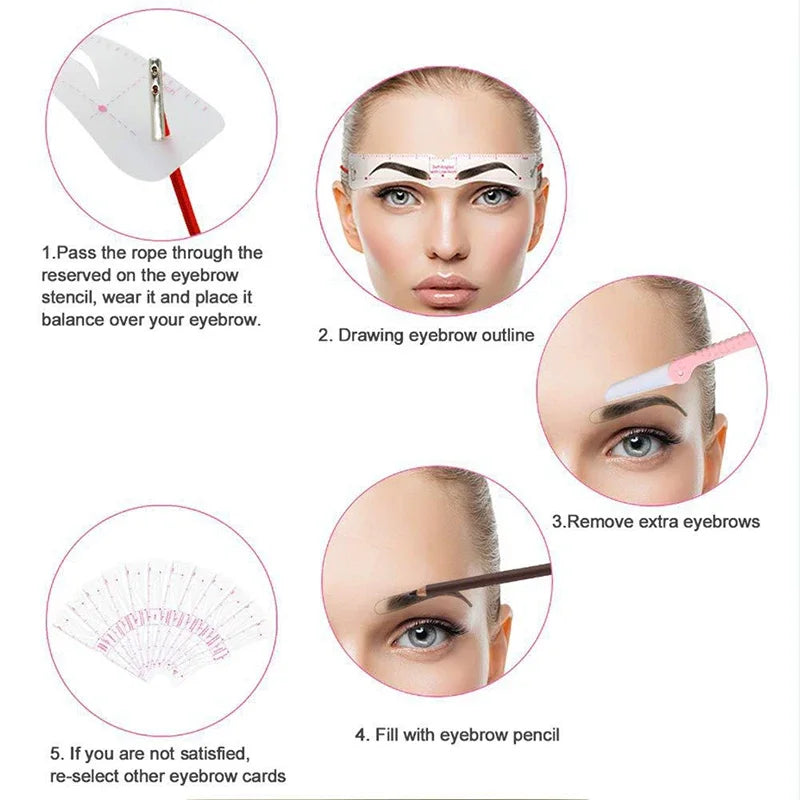 12-Style Reusable Eyebrow Stencil Set