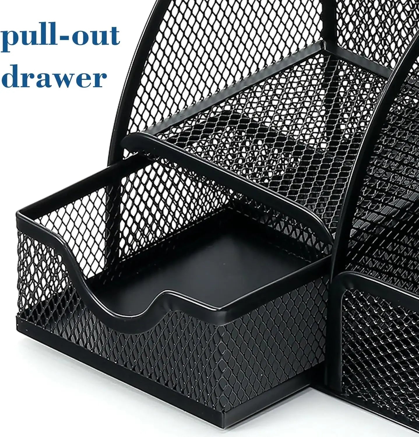 Mesh Pen Holder and Organizer with 7 Compartments and Drawers for Office, Workspace, Business, Home Use