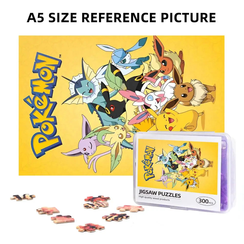 Pokemon Characters Pikachu Cartoon Wooden Puzzles for Children Jigsaw Puzzles 300 Pieces Educational Toys Gift for Kids