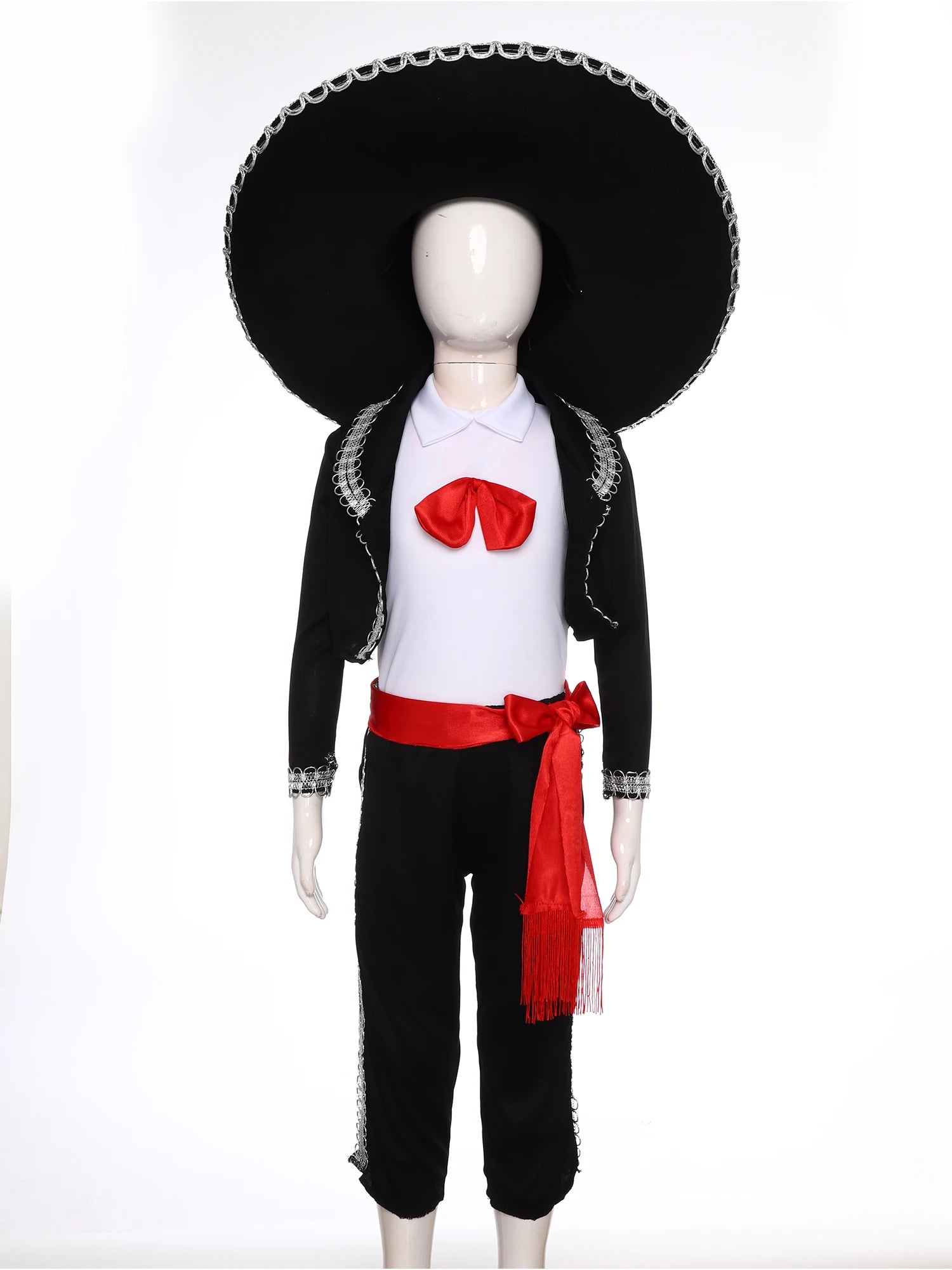 Disfraz de Halloween de Mariachi Tradicional Mexicano para Niños, Traje de Cosplay para Fiestas, Conjunto de Chaleco, Pantalones, Chaqueta, Fajín y Sombrero