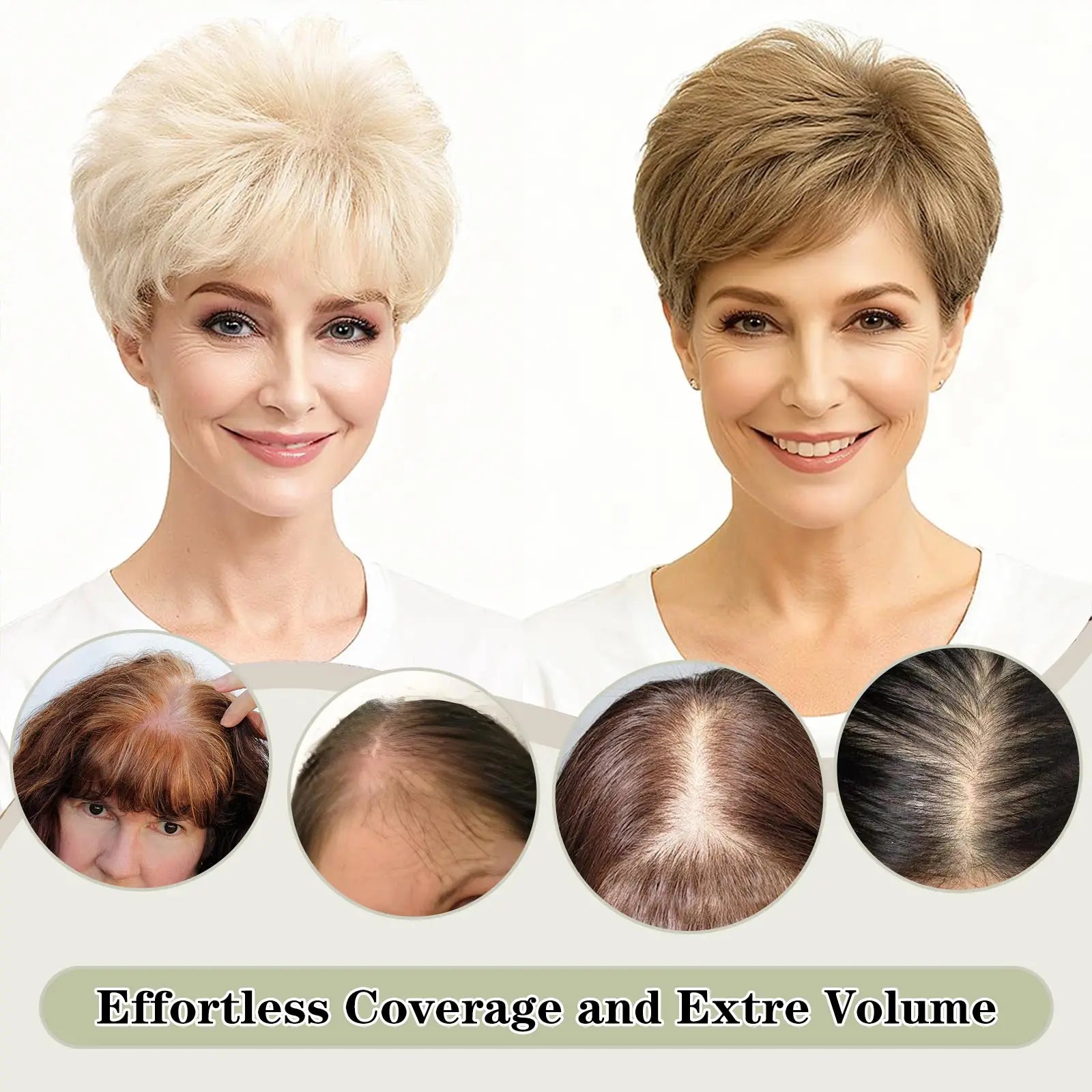 Synthetic Hair Topper Pieces for Thinning Hair Natural Curly Texture 6 Inch Short Pixie Cut Toppers Hair Wigs for Women