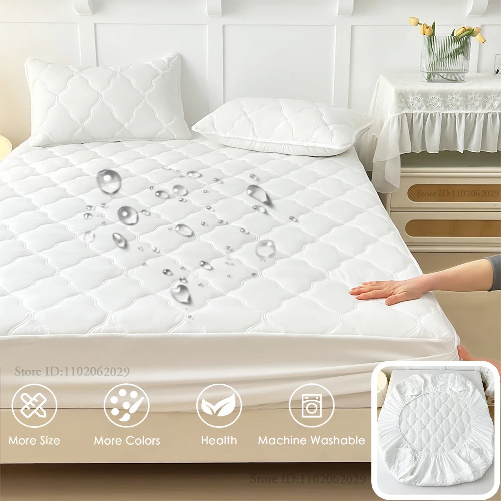 Bedspreads Cover Fitted Bed Sheets Waterproof Mattress Coverlets Elastic Band Protector Pads for Single/Double/King/Queen Bed