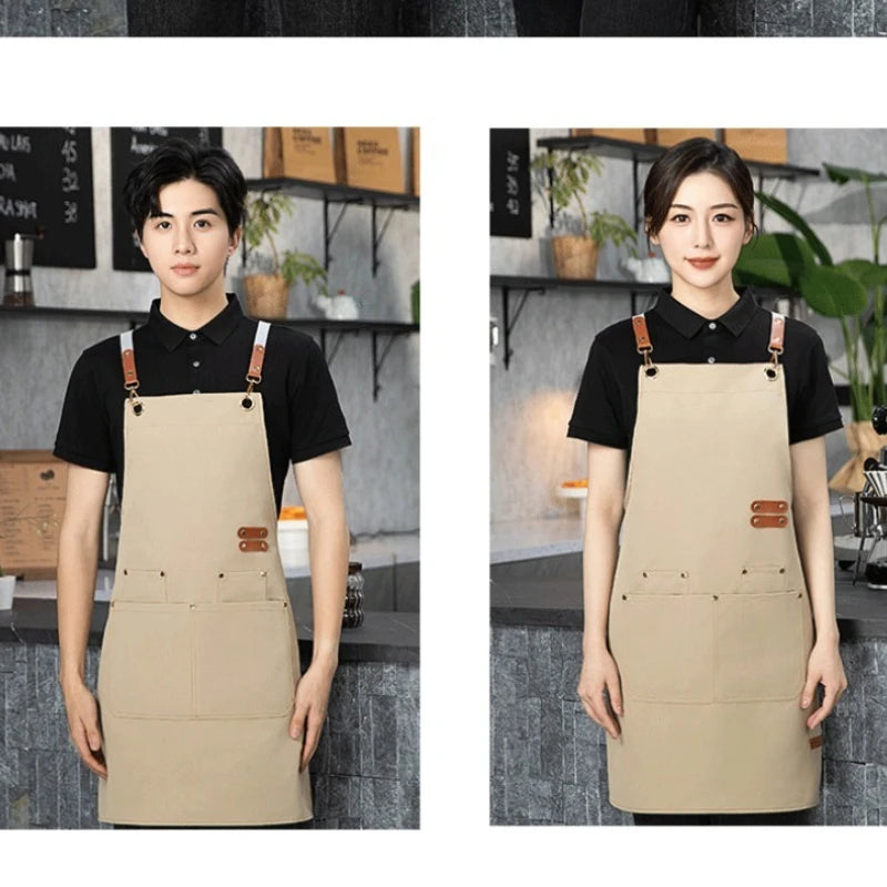 Tablier de cuisine en toile à double épaule imperméable et résistant à l'huile