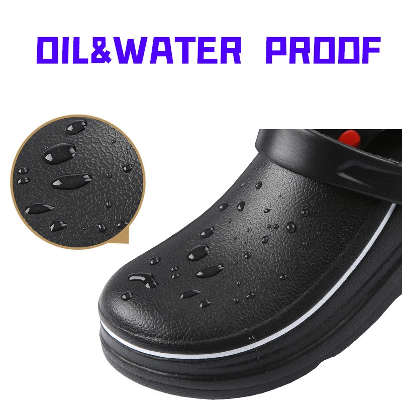 Unisex Work Chef Shoes Kitchen Waterproof Oil-proof Slippers Hotel Restaurant Non-slip Sandals Men Women Cook Safety Footwear