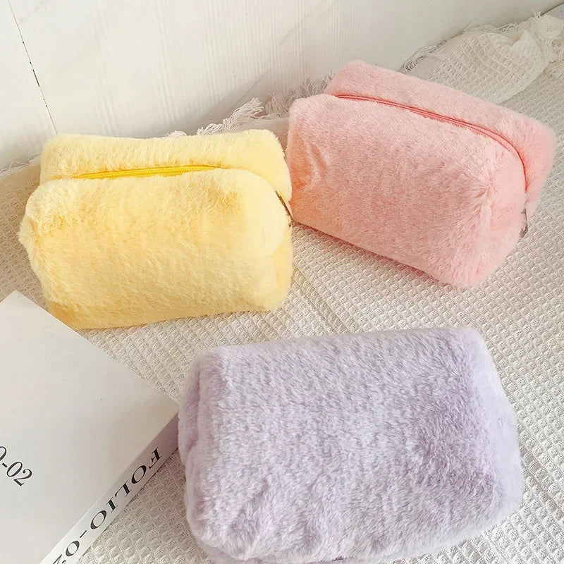 Bolsas de Maquillaje de Piel Sintética para Mujer, Estuche de Maquillaje de Viaje Suave, Organizador de Cosméticos, Estuche de Maquillaje para Señoritas, Niñas, Neceseres, 1 Unidad, Bolsos Sólidos
