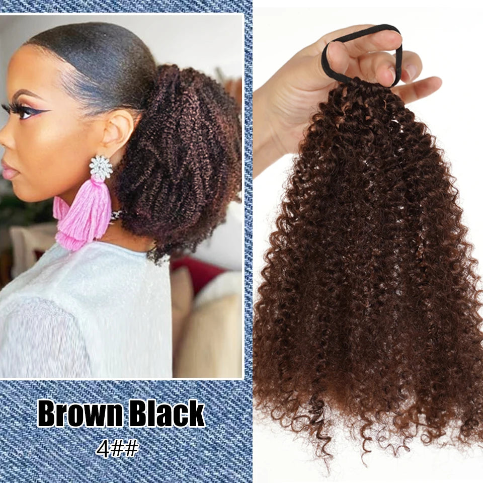 Extensions de queue de cheval Afro Puff pour femmes noires, postiches afro crépus et bouclés synthétiques courts naturels et moelleux