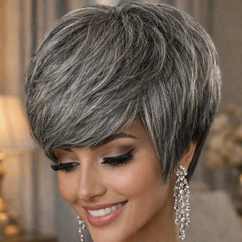 Natural Grey Pixie Wig