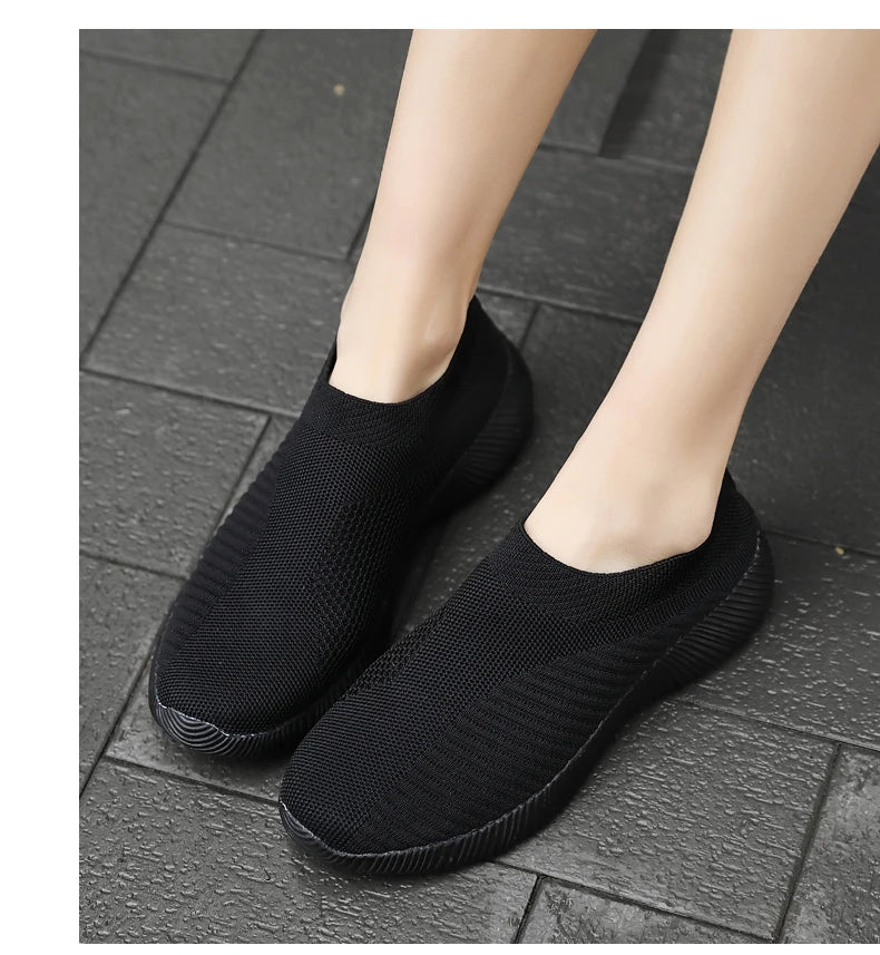 Women Flat Slip on White Shoes Woman Lightweight Sneakers Women Casual  Summer Autumn Walking Mesh Running Sports Shoes 2024