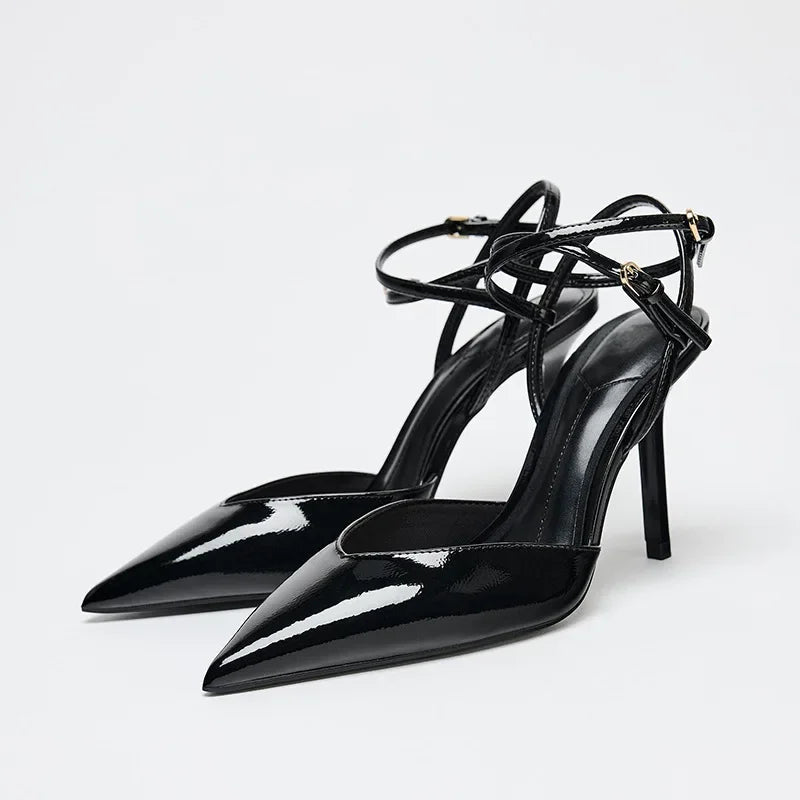 Luxury Designer Brand Heels For Women Sexy Pointed Toe Naked Strap Design Heeled Sandals Elegant Wedding Bridal Shoe Party Shoes