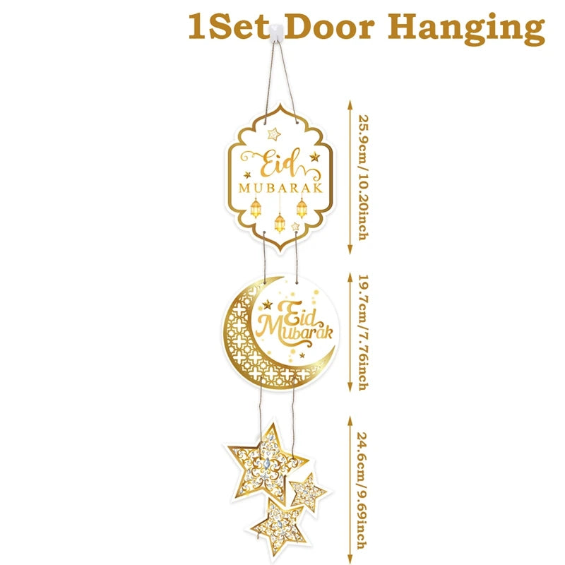 EID Mubarak Decorations Door Hanging Ramadan Decor for Home Door Hanging Ramadan Kareem Islamic Muslim Party Eid Al Adha