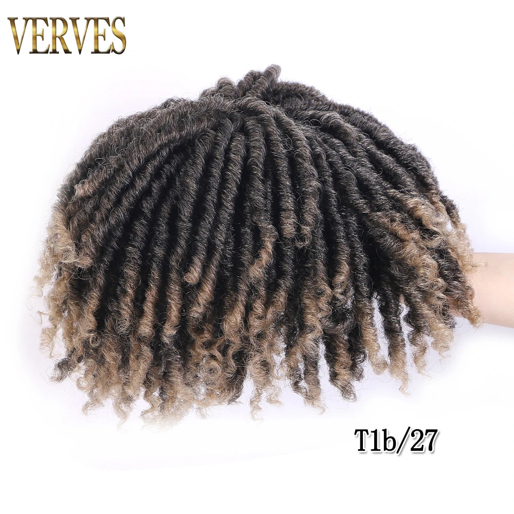 VERVES Dreadlocks Synthétiques Noirs Perruque Dreadlocks Demi-Clip Topper Tresses au Crochet 6 Pouces Courtes Perruque Femme Gris Marron