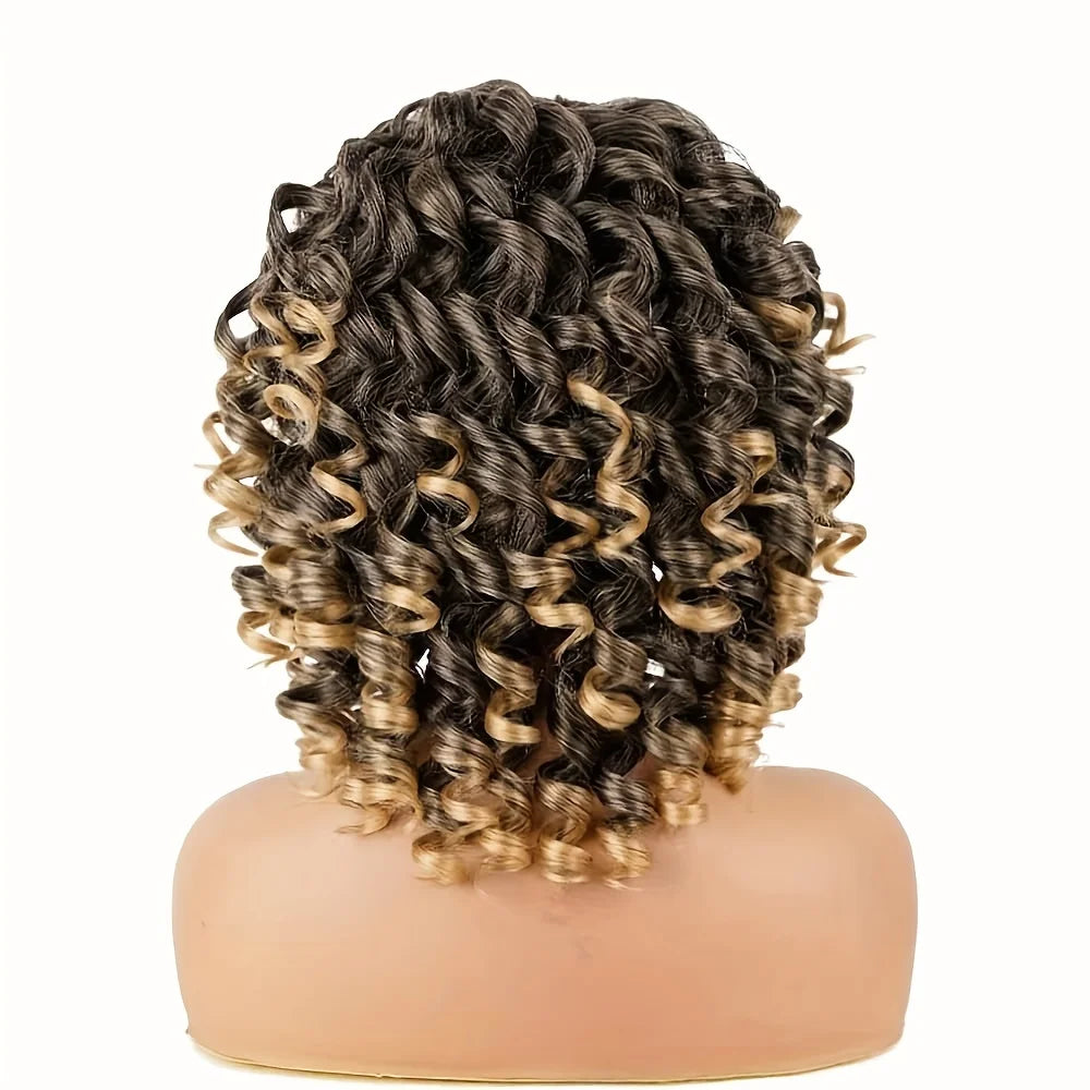 Peluca rizada corta con flequillo, peluca sintética rizada afro suave y rizada para mujeres negras, uso diario, cosplay o fiesta.