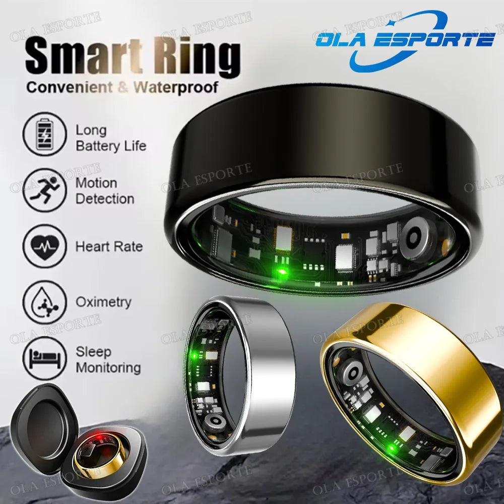 New Smart Ring Heart Rate/Health Sleep Monitor Multi Sport Modes IP68 & 10ATM Waterproof Use Time 3 Days Rings Gift For Man
