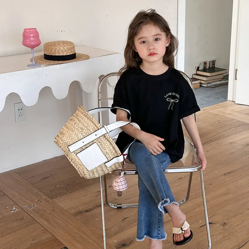 Ropa Infantil Niña Niños Camiseta de Manga Corta Ropa de Niña Verano Tops Ropa de Niños Ropa de Niño Ropa De Niña Ropa De Niño