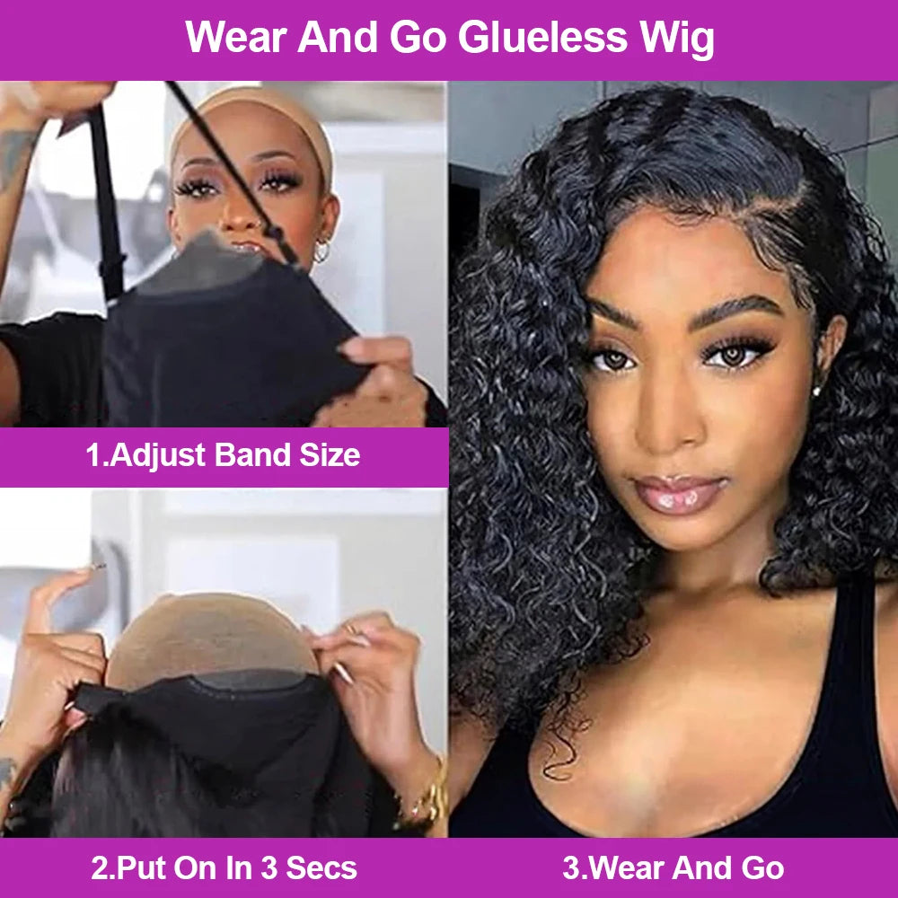 Glueless Curly Bob Lace Front Wig