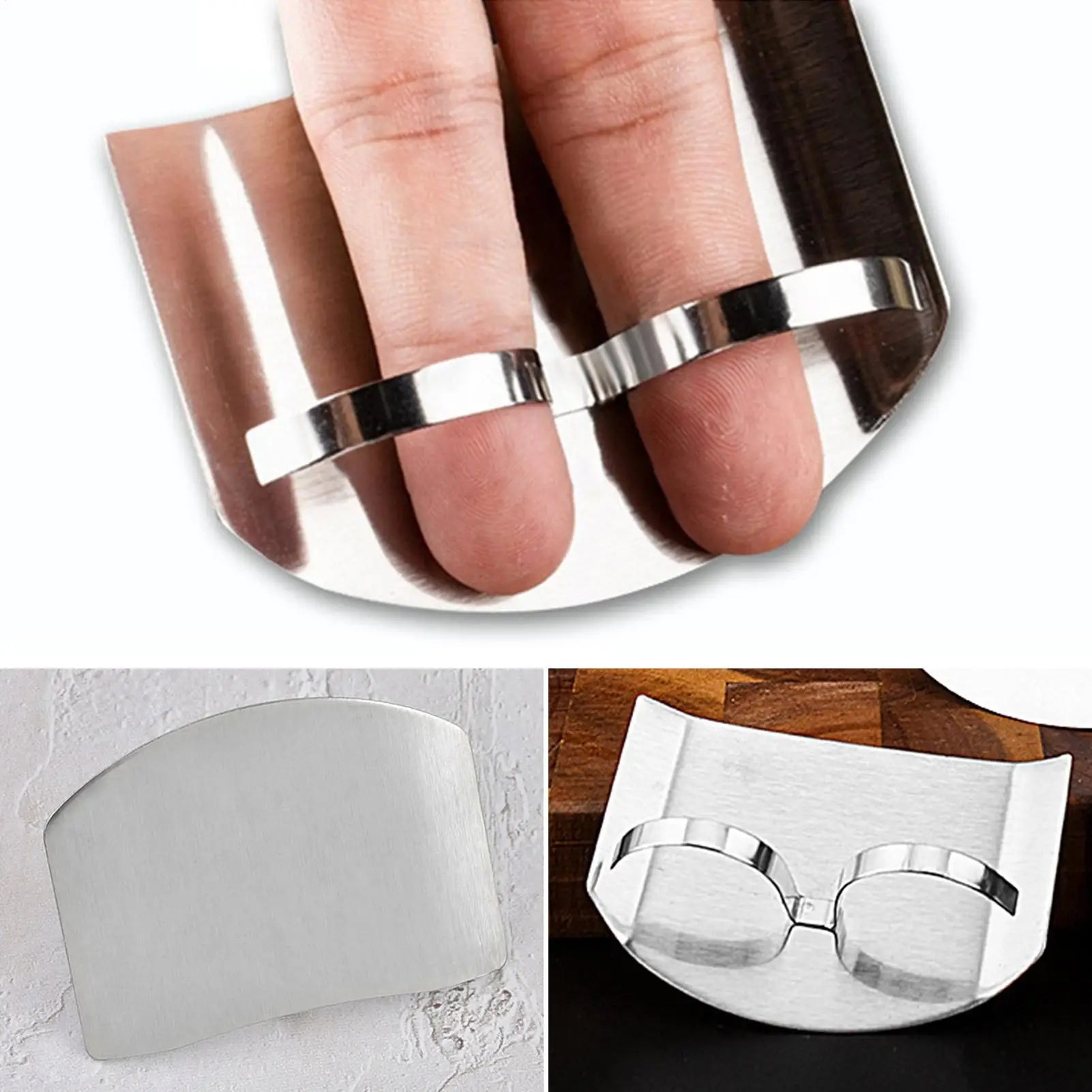 ﻿ Stainless Steel Finger Guards for Cutting, Hand Protector Finger Protector Avoid Injury, Knife Cut Slice Safe Guard