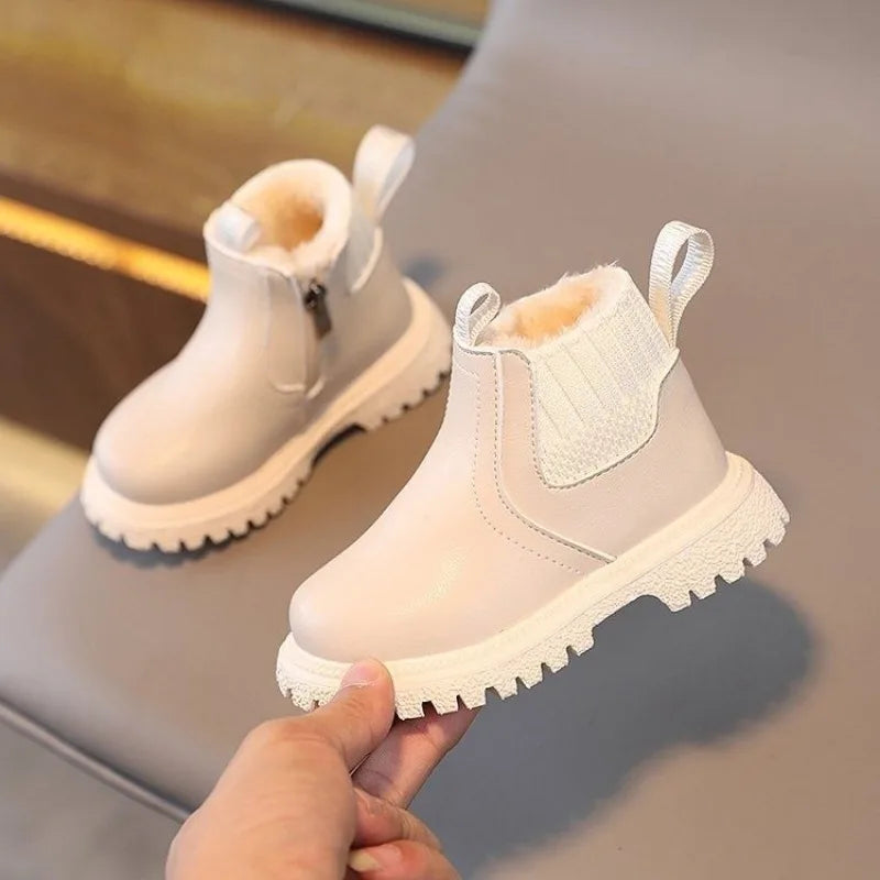New Winter Children's Shoes 1-10 Years Old Warmer Snow Fashion Kids Boots PU Leather Boots  Princess Girls Anti Slip Foot