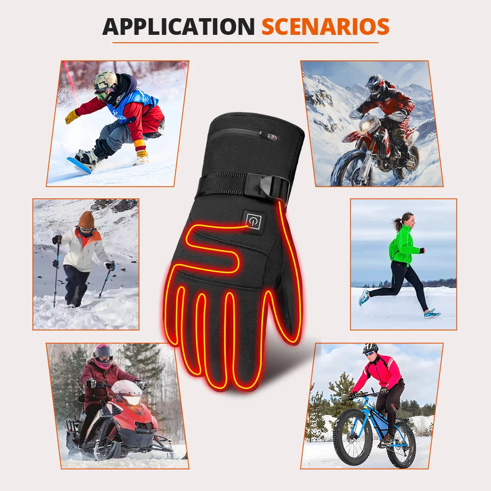 Guantes térmicos eléctricos Guantes de esquí de invierno calefactables para motocicleta cálidos impermeables recargables térmicos para motos de nieve