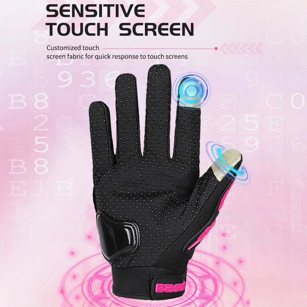 AXIO New Lady Pink Motorcycle Cycling Gloves Touchscreen Motocross Glove Wear-resistant Non-slip Motorbike Glove Mesh Breathable