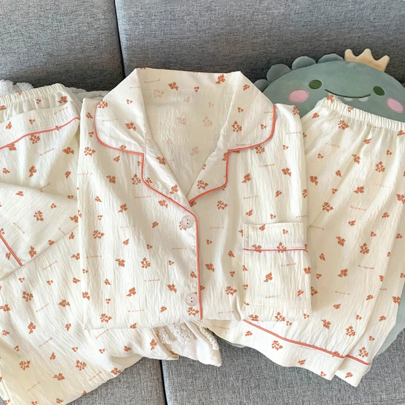 Women Pajamas Sets Short Sleeve Nightwear Top and Pants Sleepwear 3 Piece Pjs Loungewear Fashion Print Pyjamas Set Nightwear