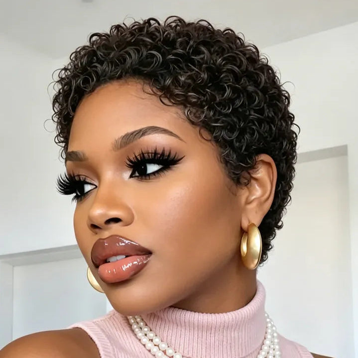 Perruque afro bouclée en cheveux humains