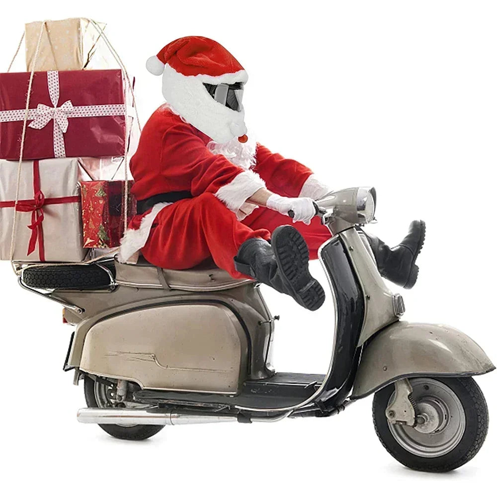 1pcs Santa Claus Helmet Cover Plush Christmas Hat for Motorcycle Helmet Happy New Year Party Supplies Xmas Cosplay Accessoories