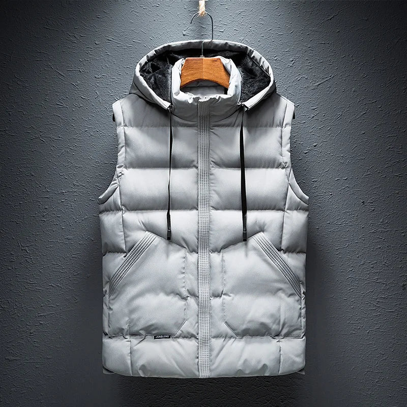 Winter Hooded Vests Male Vest Coats Men Stand Collar Thicken Waistcoats Clothing Mens Jacket Sleeveless Vest M-6XL Travel Vest