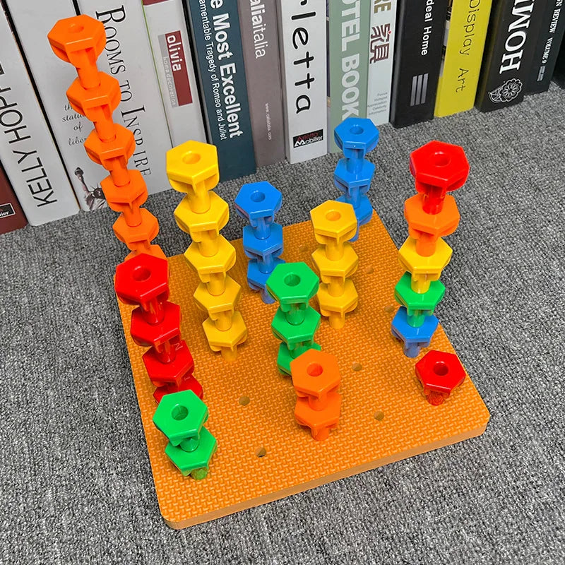 Juguetes Montessori para niños: Bloques apilables, juego de mesa de construcción de bloques de partículas grandes para educación temprana