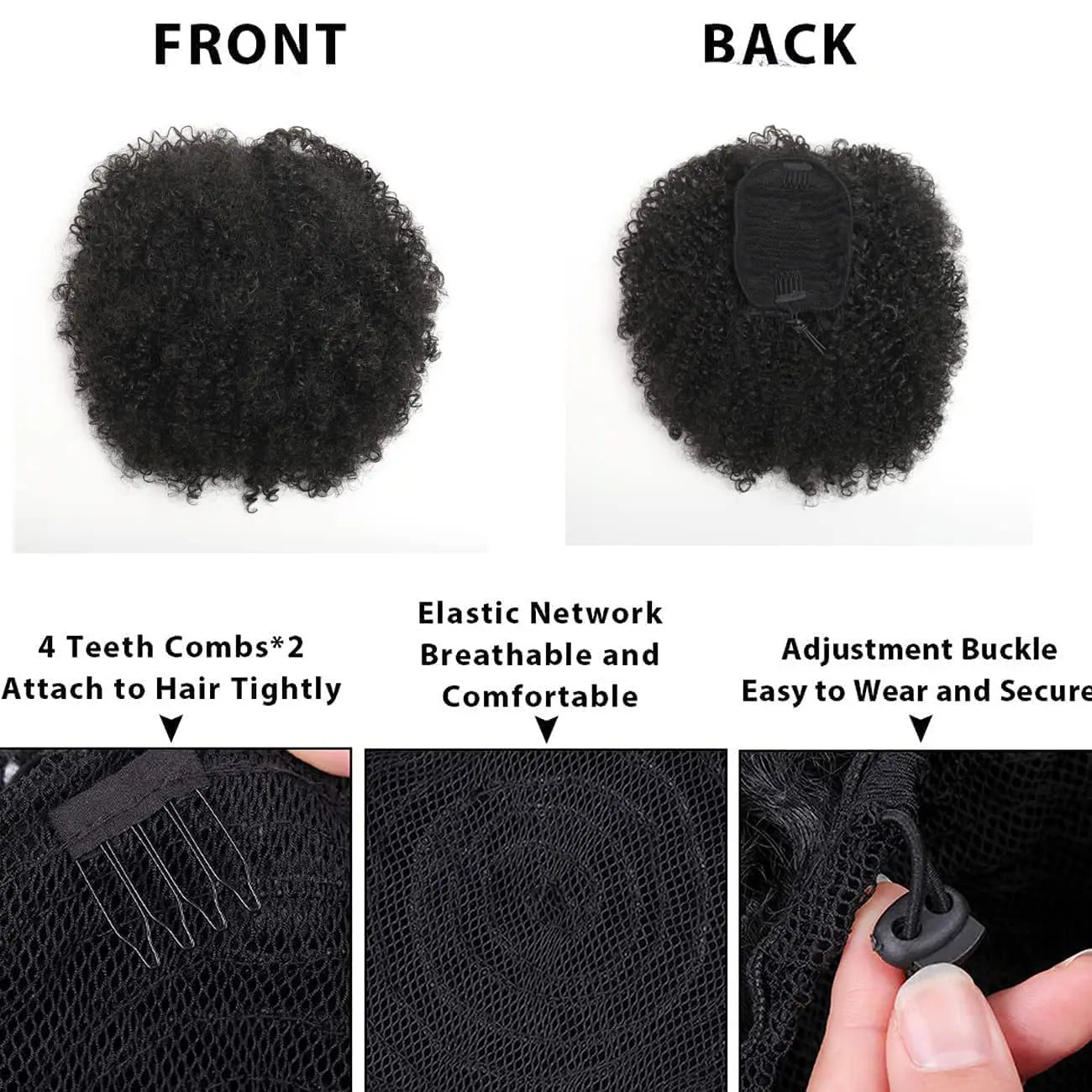 Synthetic Afro Puff kinky curly Hair Drawstring Ponytail Extension for Black Women Short Hairpieces Updo with Two Clips